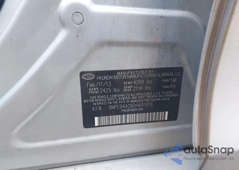 2013 Hyundai Sonata Gls from USA, damaged, VIN 5NPEB4AC6DH691818